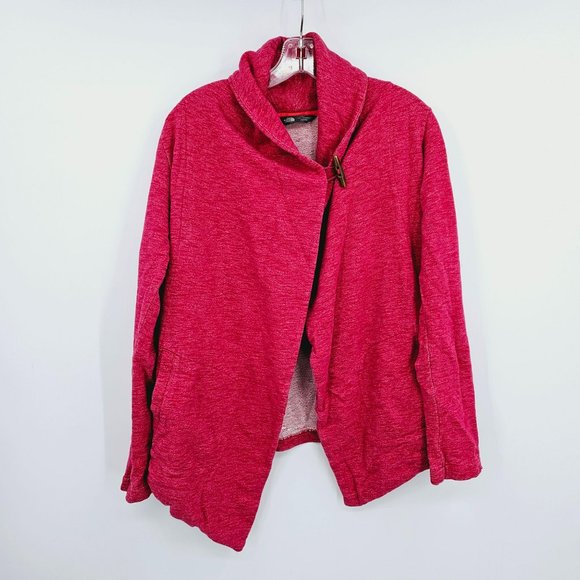 The North Face Fallsgrove Wrap Sweater Toggle Cardigan S Heathered Red Cotton - Picture 4 of 13